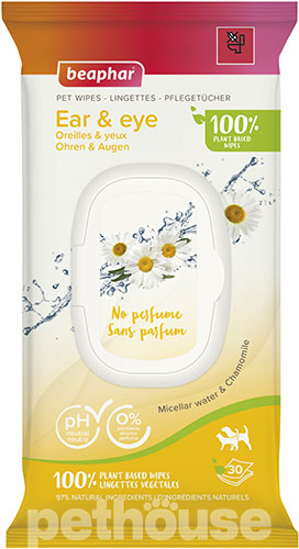 Beaphar Pet Wipes Ear & Eye Вологі серветки для очищення вух та очей у собак і котів