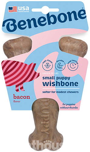 Benebone Puppy Wishbone Bacon Жувальна іграшка зі смаком бекону для цуценят