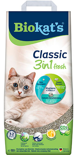 Biokat's Classic 3in1 Fresh - комкующийся наполнитель для кошачьего туалета, с ароматом
