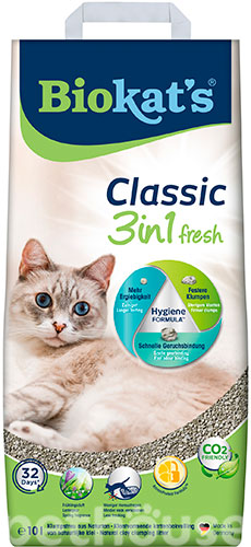 Biokat's Classic 3in1 Fresh - комкующийся наполнитель для кошачьего туалета, с ароматом