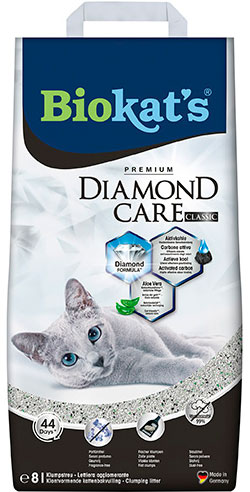 Biokat's Diamond Care Classic - комкующийся наполнитель c активированным углем, без запаха