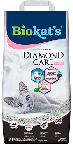 Biokat's Diamond Care Fresh - грудкувальний наповнювач з активованим вугіллям, з ароматом