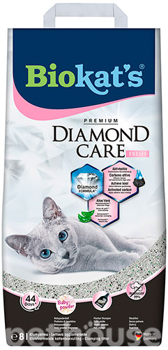 Biokat's Diamond Care Fresh - грудкувальний наповнювач з активованим вугіллям, з ароматом