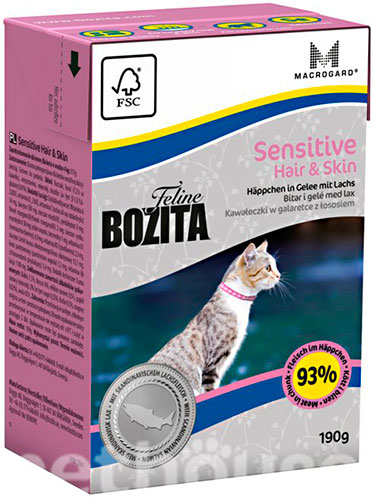 Bozita Sensitive Hair & Skin шматочки в желе з лососем