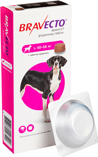 Бравекто Таблетки от блох и клещей для собак весом от 40 до 56 кг
