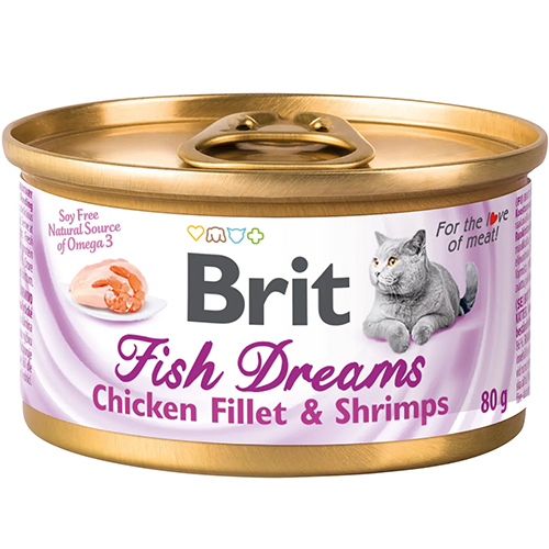 Brit Fish Dreams з курячим філе та креветками в бульйоні для котів