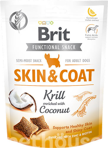 Brit Dog Functional Snack Skin & Coat Лакомства для поддержания здоровья кожи и шерсти у собак