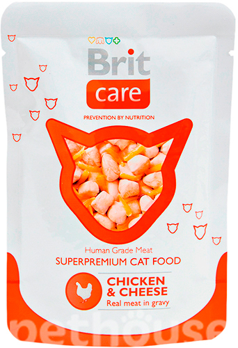 Brit Care Кусочки с курицей и сыром в соусе для кошек, пауч