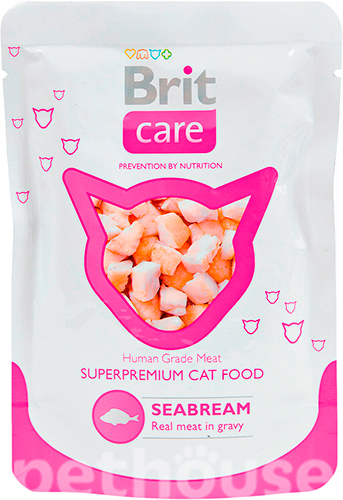 Brit Care Кусочки с морским окунем в соусе для кошек, пауч