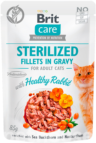 Brit Care Cat Fillets In Gravy с кроликом для стерилизованных кошек