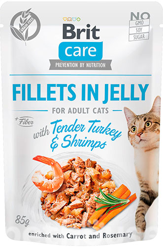 Brit Care Cat Fillets In Jelly с индейкой и креветками для кошек