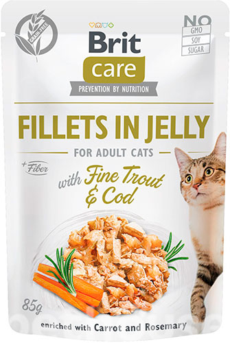 Brit Care Cat Fillets In Jelly с треской и форелью для кошек