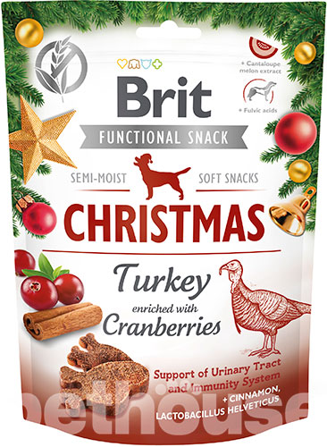 Brit Care Dog Christmas Snack Ласощі з індичкою та журавлиною для собак