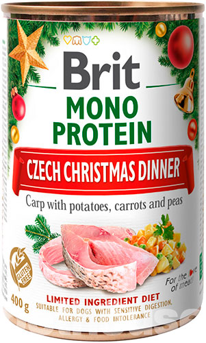 Brit Mono Protein Dog Christmas Dinner с карпом и картофельным салатом