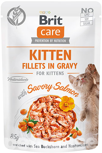 Brit Care Cat Fillets in Gravy с лососем для котят