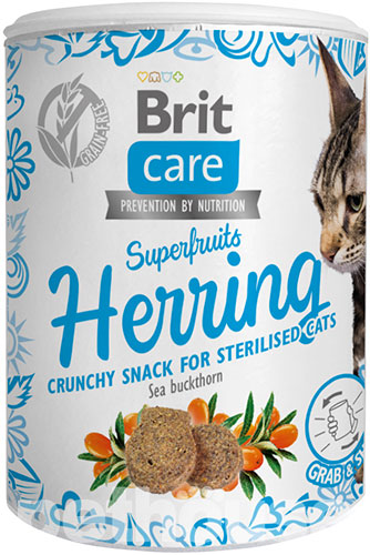 Brit Care Cat Snack Superfruits Herring Лакомство для стерилизованных кошек