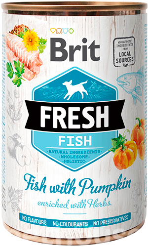 Brit Fresh Dog с рыбой и тыквой для собак
