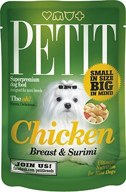 Brit Petit Шматочки з курячим філе та сурімі для собак малих порід, пауч