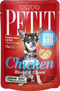 Brit Petit Кусочки с куриным филе и сыром для собак мелких пород, пауч