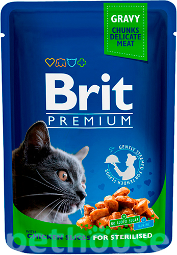 Brit Premium Кусочки с курицей для стерилизованных кошек