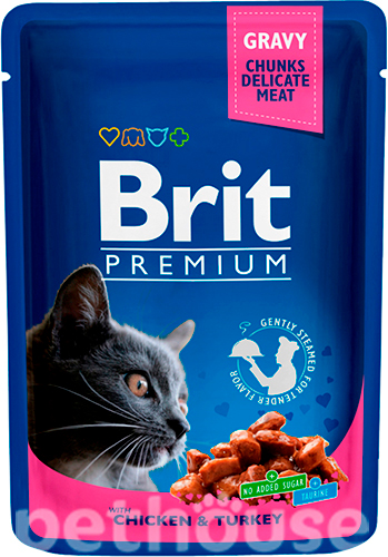 Brit Premium Кусочки с курицей и индейкой для кошек