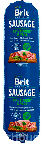 Brit Premium Sausage с индейкой и горохом для собак