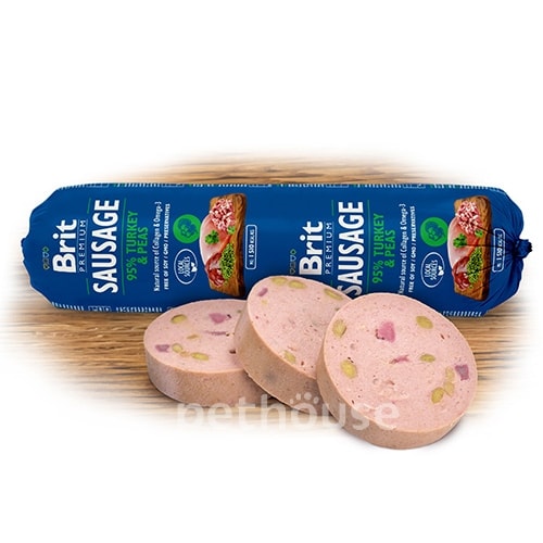 Brit Premium Sausage з індичкою та горохом для собак, фото 2