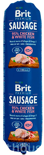 Brit Premium Sausage с курицей и белой рыбой для собак