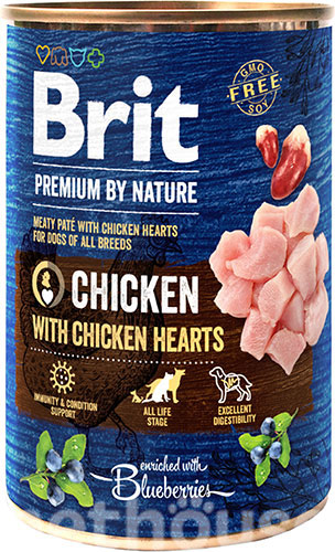 Brit Premium by Nature с курицей и куриными сердечками для собак