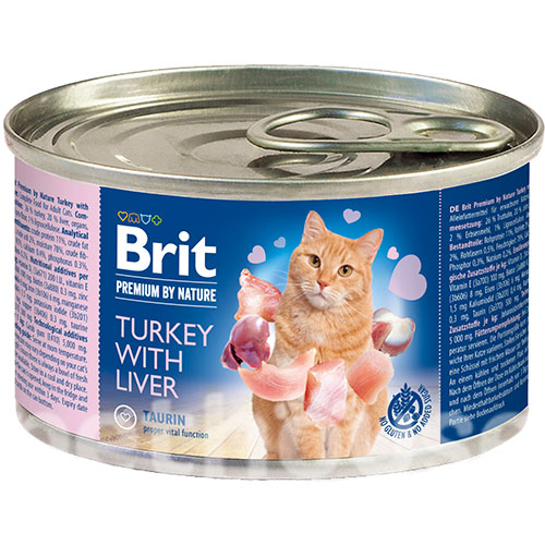Brit Premium by Nature Cat с индейкой и печенью для кошек