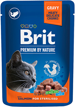 Brit Premium Шматочки з лососем для стерилізованих котів