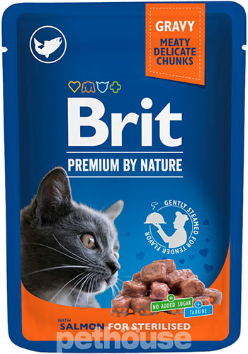 Brit Premium Шматочки з лососем для стерилізованих котів