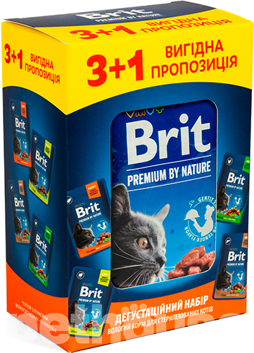 Brit Premium "Дегустаційний набір" Шматочки в соусі для стерилізованих котів