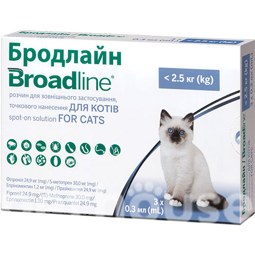 Broadline Капли на холку для кошек весом до 2,5 кг