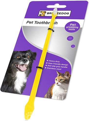 Bronzedog Двусторонняя зубная щетка для кошек и собак, фото 3