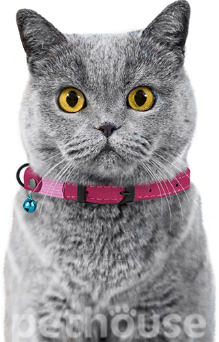 Bronzedog Premium Круглий нашийник із резинкою та дзвіночком для котів, рожевий, фото 4