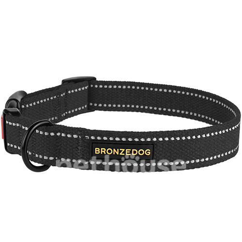 Bronzedog Нашийник брезентовий для собак, чорний, фото 2