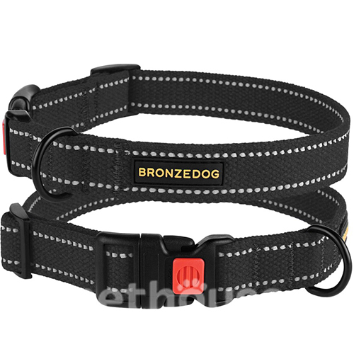 Bronzedog Нашийник брезентовий для собак, чорний, фото 5