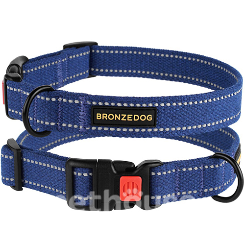 Bronzedog Нашийник брезентовий для собак, синій, фото 5