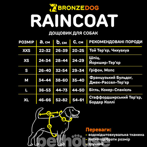 Bronzedog Textile Дощовик для собак, чорний, фото 5