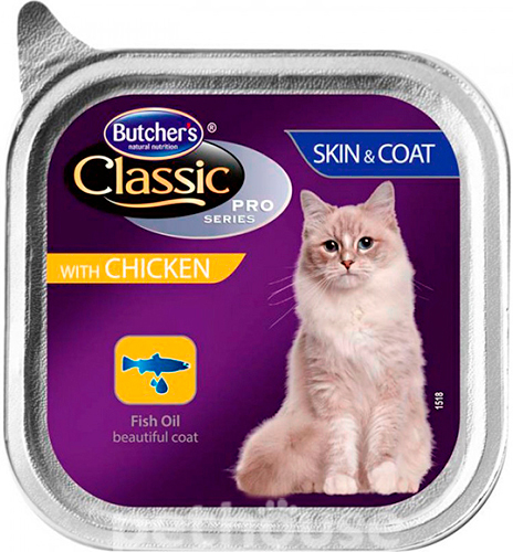 Butcher's Classic Pro series Skin & Coat с курицей для кошек, паштет