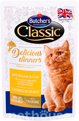 Butcher's Classic Delicious Dinners с курицей и печенью для кошек