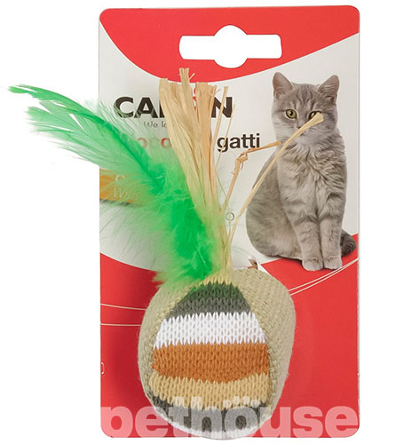 Camon М'ячик з пір'ям і стрічками для котів, фото 3