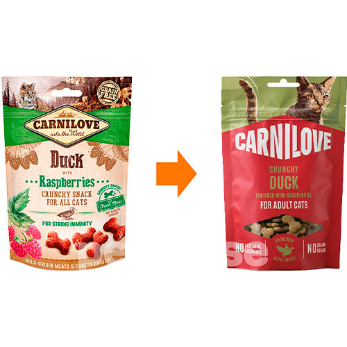 Carnilove Cat Crunchy Snack з качкою та малиною для котів Carnilove Cat Crunchy Snack з качкою та малиною для котів