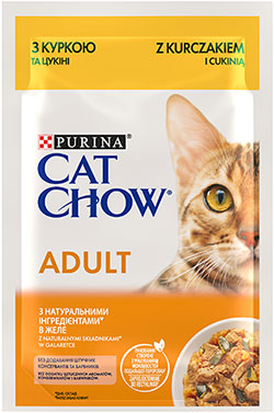 Cat Chow Ніжні шматочки з куркою та цукіні в желе для котів
