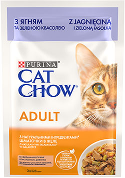 Cat Chow Ніжні шматочки з ягням та зеленою квасолею в желе для котів