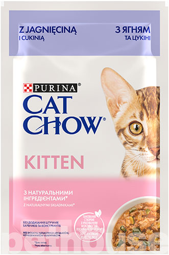 Cat Chow Ніжні шматочки з ягням і цукіні для кошенят