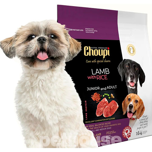 Choupi Junior & Adult Dog Small & Medium Breed Lamb with Rise