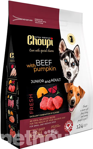 Choupi Junior & Adult Dog Small & Medium Breed Beef with Pumpkin