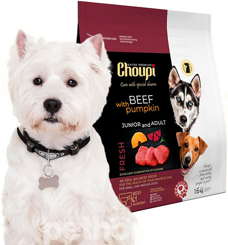 Choupi Junior & Adult Dog Small & Medium Breed Beef with Pumpkin